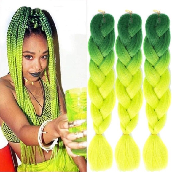 5 packs of Green yellow ombré braiding hair *NWT* main image 8